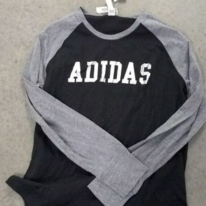 Adidas long sleeve black and grey with white